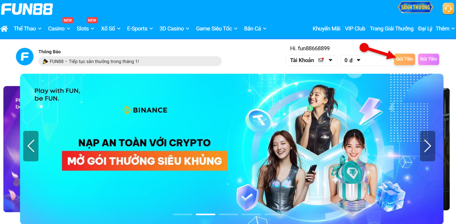 Bước 1: Đăng nhập tài khoản FUN88 buoc 1: dang nhap tai khoan fun88