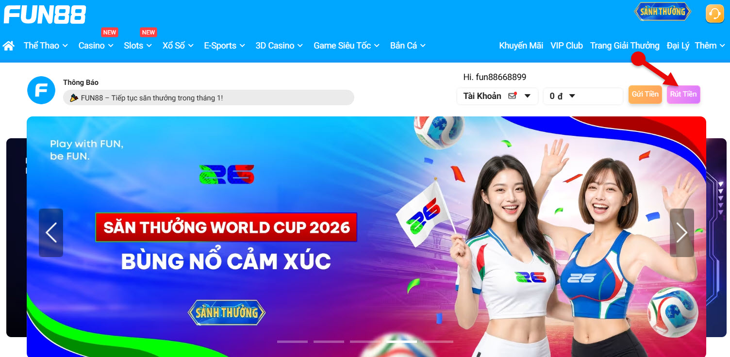 buoc 1: dang nhap tai khoan fun88